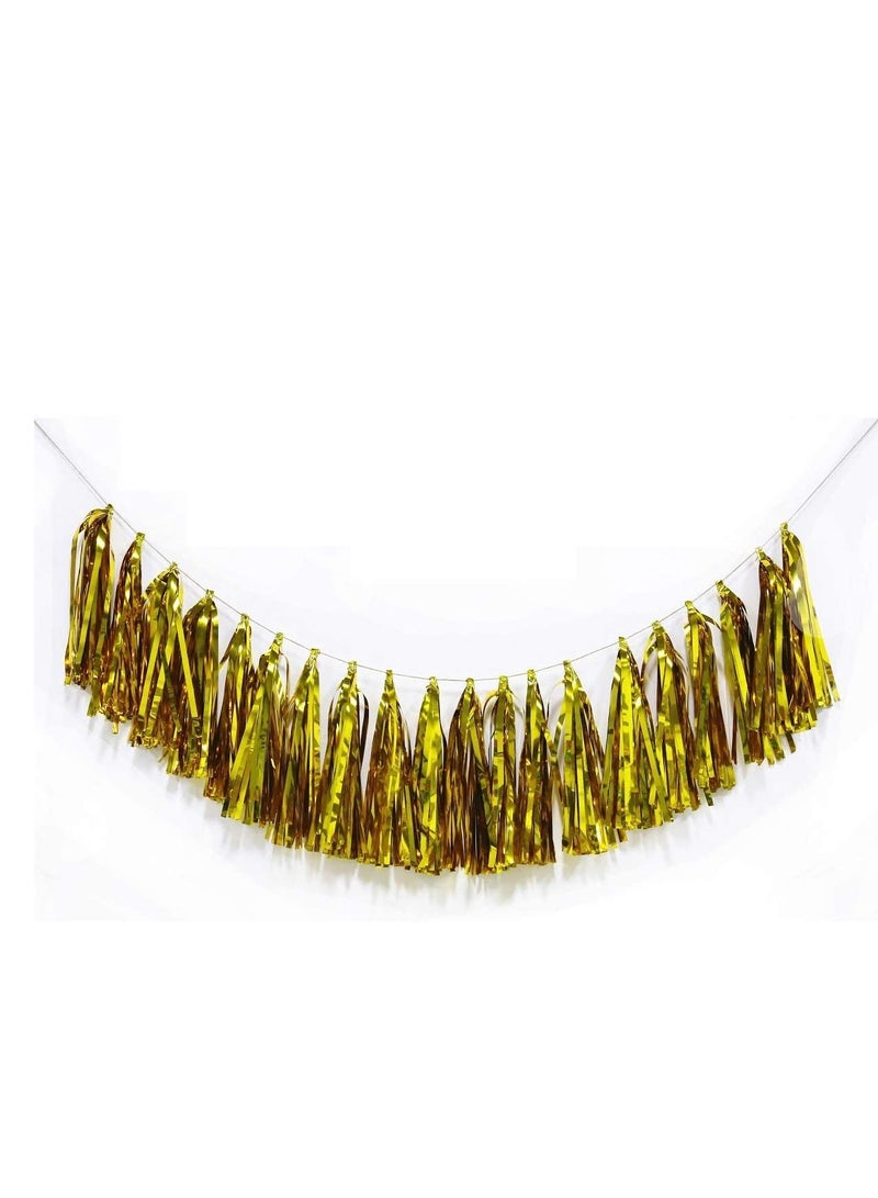 MARKQ Gold Foil Tassels Garland Banner, Metallic Foil Hanging Garland For Bridal Shower Party Table Wall Backdrop Birthday Party Decorations and Supplies - Image 1
