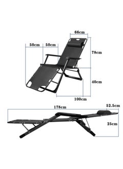 GGEROU Folding Chaise Lounge Chair Outdoor Patio Pool Beach Lawn Recliner Reclining Zero Gravity Lounge Chair, Beach Sunbath Chair, Black  - Image 2