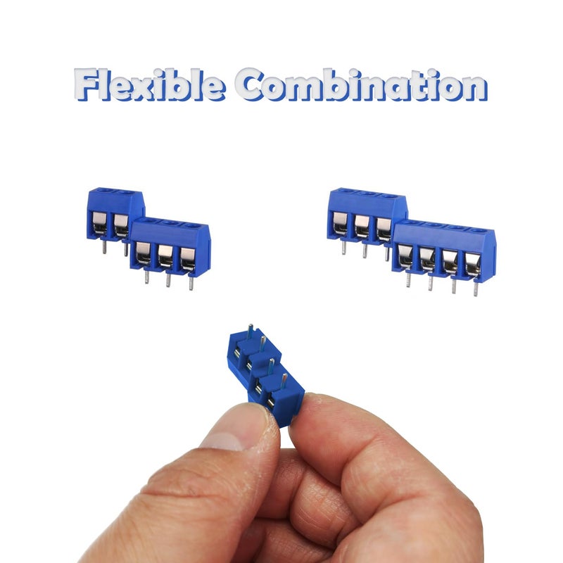 Tugermoola 72PCS 5mm/0.2" Pitch PCB Mount Screw Terminal Block Connector 2Pin 3Pin 4Pin Circuit Board Connector PCB Wire Terminal Blue - Image 4