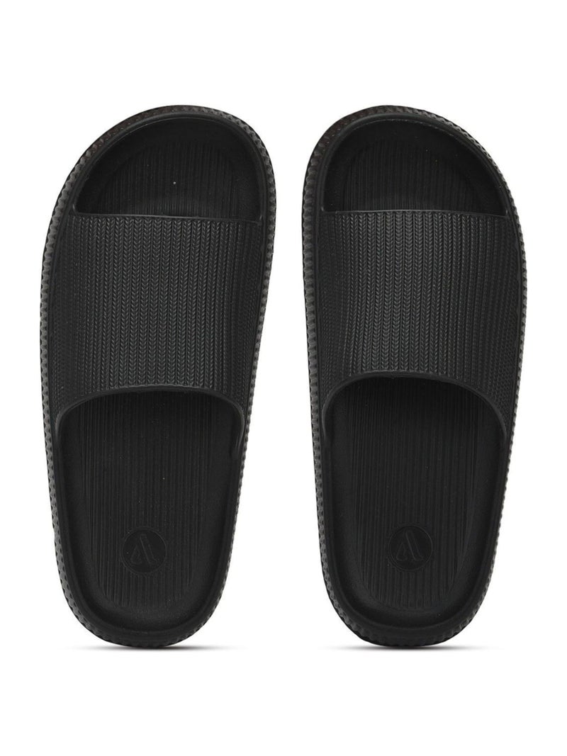 Aqualite NEO-354 Women's Slides Slippers | Slip-On Comfort Flat Base Flipflop Anti-Skid, Lightweight & Easy to Wear | Casual Home & Outdoor Sandals for Women Black - Image 1