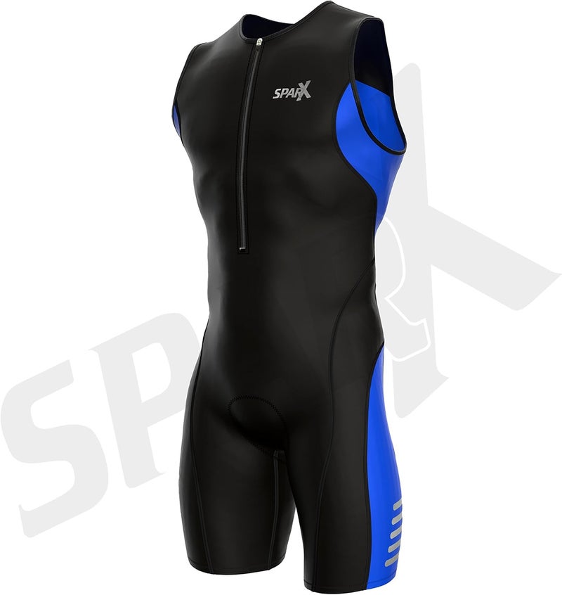sparx Men's Elite Triathlon Suit Trisuit SpeedSuit Skinsuit Swim-Bike-Run Triathlon Race Suit (2XL, Black/Blue) - Image 2