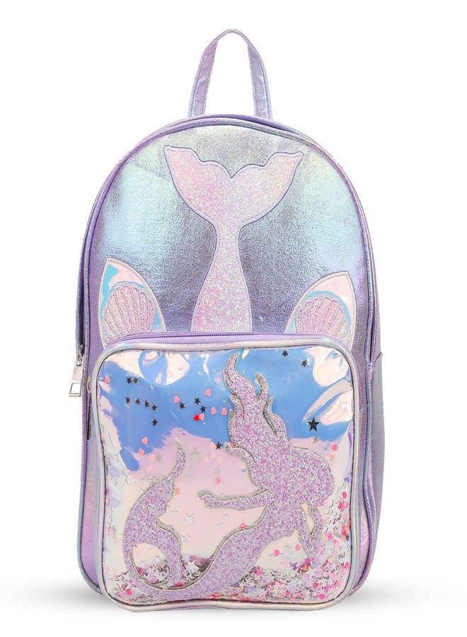 ADSON 3D Hair Ponytail Unicorn|Mermaid Shiny Holographic Sequins Travel Bookbag Picnic Bag|School Bag|Backpacks Shoulder Back pack for Gift Shoulder Backpack for Girls 14 Inches (Purple Mermaid) - Image 1
