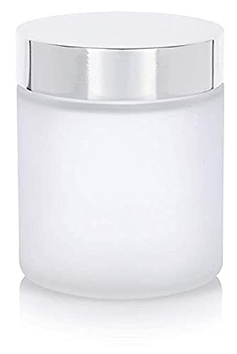 HOMEOTRADE Homeotrade 120Ml Empty Frosted Glass Face Cream Bottles With Silver Screw Cap For Cosmetic Makeup Lotion Storage Cylindrical Shape Container Little Crafts Jar 12Pcs  - Image 1