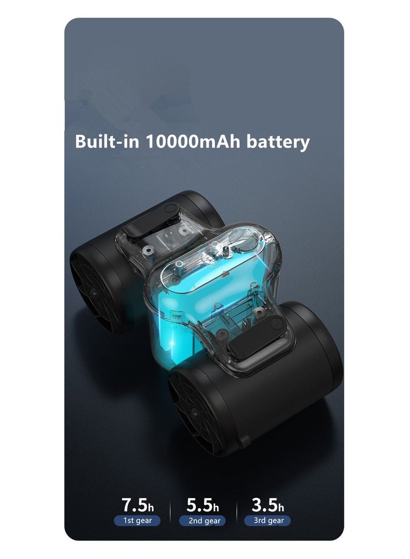 Generic 10000mAh Portable Waist Clip Double Head Fan with 7.5H Working Time, 3 Speeds, Rechargeable Battery Operated Personal Fan, Hands-free USB Belt Fan for Clothes Shirt Farm Work Hiking - Image 5