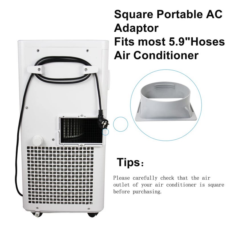 NWESTUN 5.9 inch Portable Air Conditioner Exhaust Hose Coupler Window Adapter A/C Connector, Portable AC Hose Connector, Suit for Air Conditioning Exhaust Port (Square) - Image 4