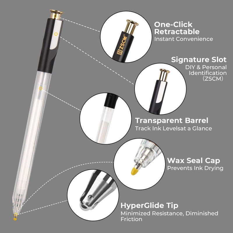 ZSCM Retractable White Gel Pen, 7 Nib Sizes - Precision Large Capacity Opaque White Archival Gel Ink Pens, Fine Point Smooth Writing Highlighter Pens for Black Paper Note Taking Aesthetic Art Supplies - Image 3