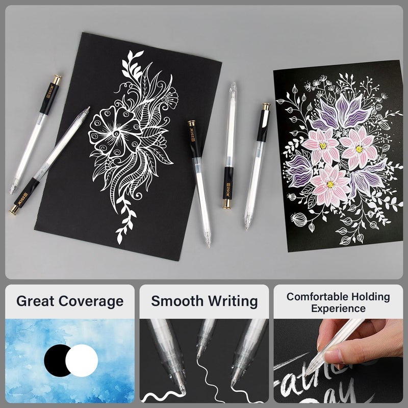 ZSCM Retractable White Gel Pen, 7 Nib Sizes - Precision Large Capacity Opaque White Archival Gel Ink Pens, Fine Point Smooth Writing Highlighter Pens for Black Paper Note Taking Aesthetic Art Supplies - Image 5