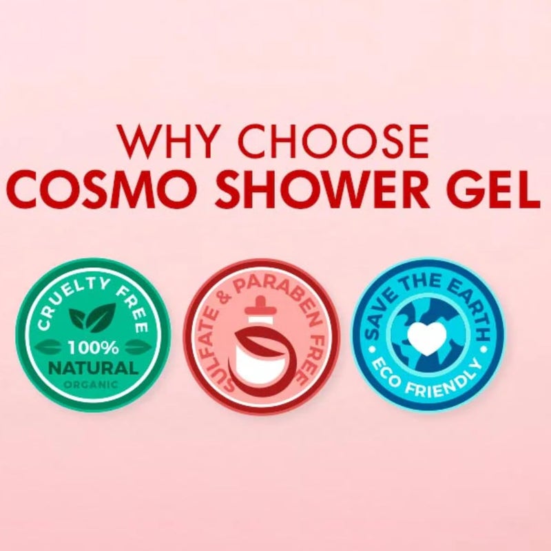 COSMO جل استحمام كوزمو لتفتيح البشرة من البابايا 1000 مل، مستخلص البابايا لبشرة ناعمة ومتألقة، يزيل خلايا الجلد الميتة، للرجال والنساء - Image 4