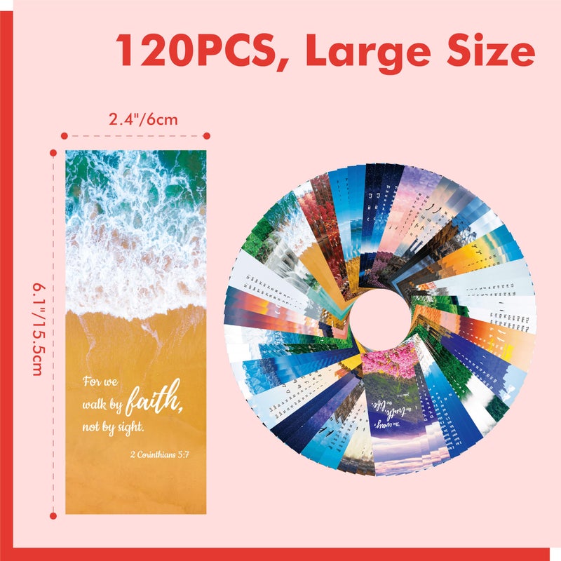 Gethelud 120 PCS Bible Bookmarks with 30 Designs, Double Sided Printing, Christian Motivational Verses for Women, Men, Church & Office Supplies, Book Lovers (2.4 inch x 6.1 inch) - Image 2