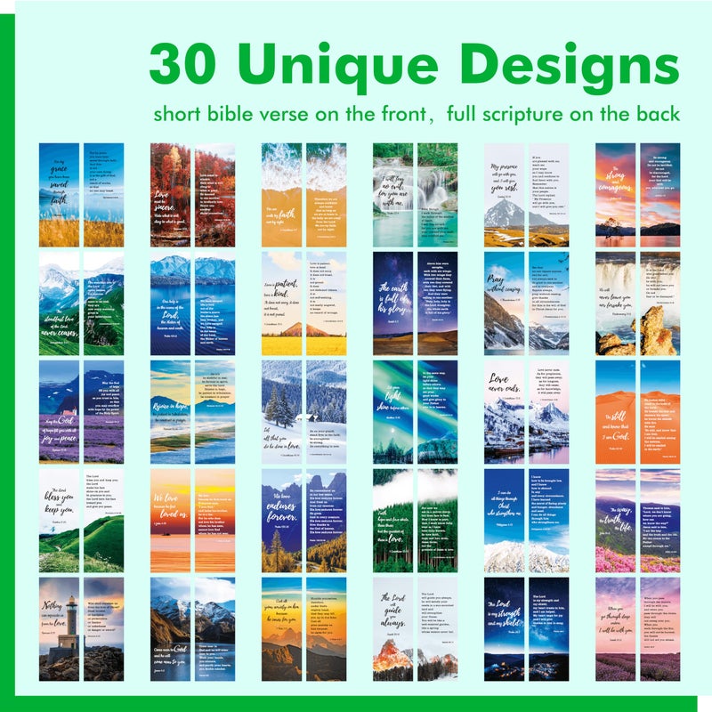 Gethelud 120 PCS Bible Bookmarks with 30 Designs, Double Sided Printing, Christian Motivational Verses for Women, Men, Church & Office Supplies, Book Lovers (2.4 inch x 6.1 inch) - Image 3