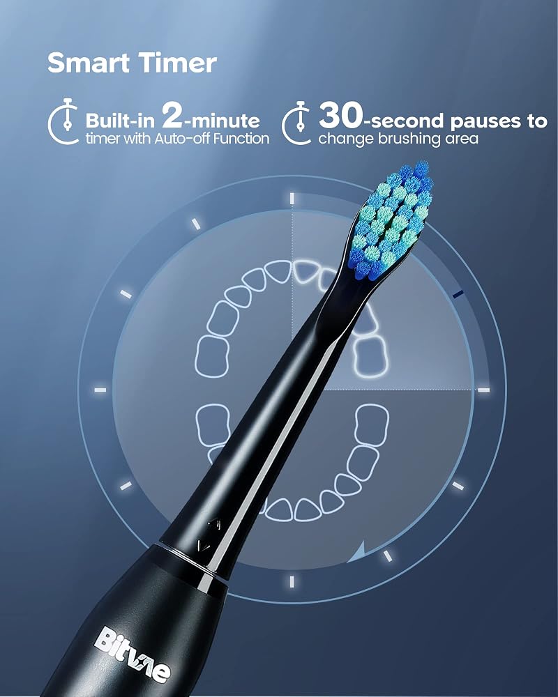 Bitvae BVS2 Toothbrush 8 heads +1 travel case Black color black - Image 4