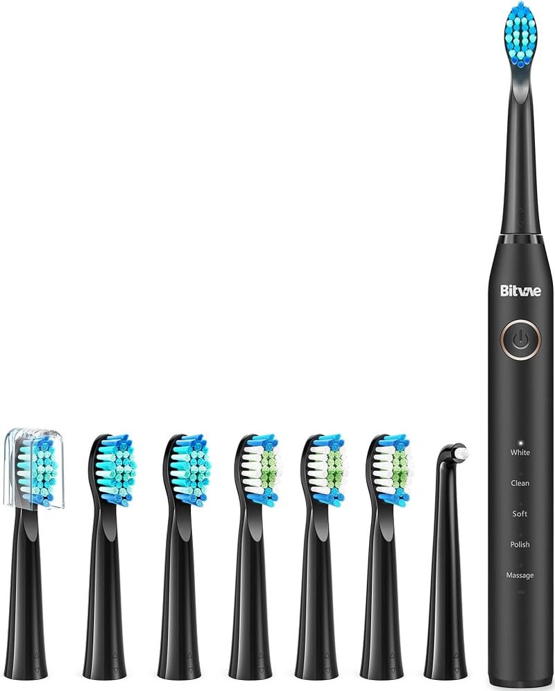 Bitvae BVS2 Toothbrush 8 heads +1 travel case Black color black - Image 1