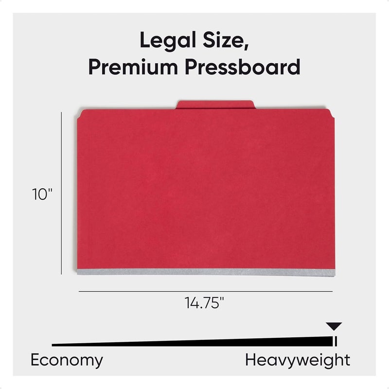 Smead Legal Classification Folder with 2 Dividers, Bright Red, 10 Pack - Image 3