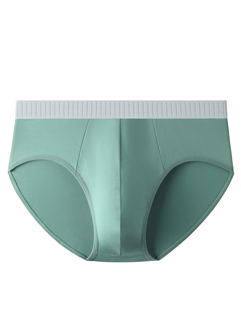 Generic - Men Cotton Seamless Simple Comfortable Breathable Antibacterial Briefs Trendy Knitted Underwear Mid-waist Length MOLYBDENUM GREEN - Image 1