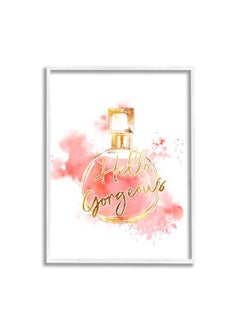Stupell Industries Hello Gorgeous Fashion Cosmetic Perfume Bottle Pink Watercolor, Designed by Ziwei Li White Framed Wall Art, 24 x 30  - Image 1