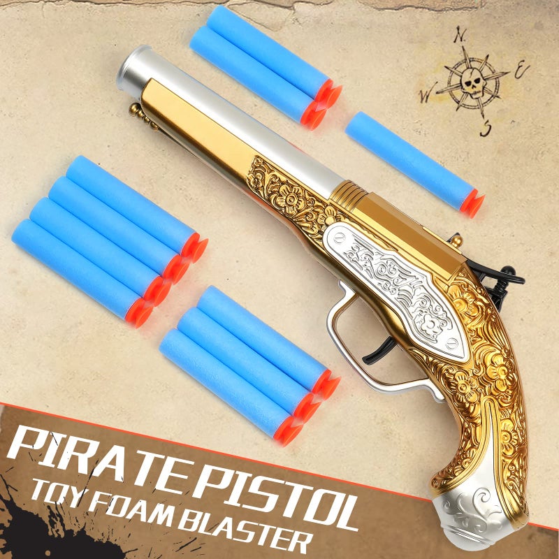Youlechen Toy Pirate Foam Blaster for Kids with Soft Foam Darts 20pcs Themed Pirate Buccaneer Costume Accessory for Boys 3 Years Old and Up - Image 2