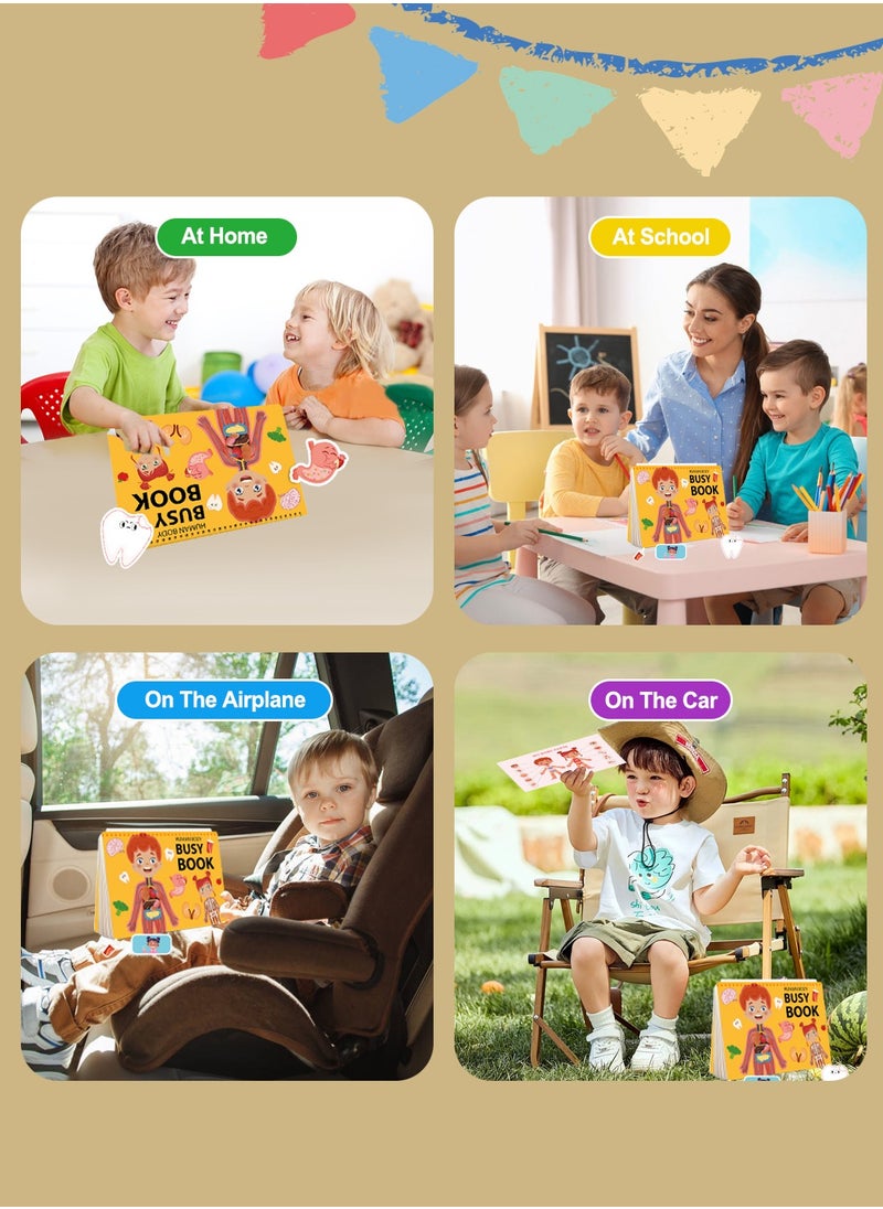 MaBaby - كتاب مشغول للأطفال، ألعاب تعليمية حسية لتشريح الجسم البشري، ألعاب السفر لأنشطة ما قبل المدرسة، هدايا عيد ميلاد للأطفال - Image 1
