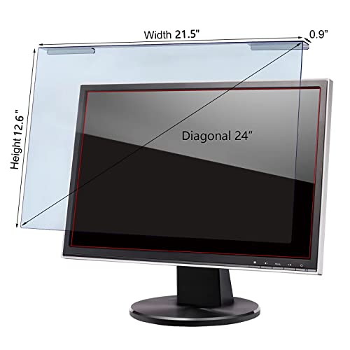 CHEERWE Blue Light Screen Protector for 23-24 inch Diagonal, Blocks Harmful Blue Light and UV, No Bubble Computer Screen Blocker, Hanging Type (W 21.5" H 12.6", 16:9) - Image 2