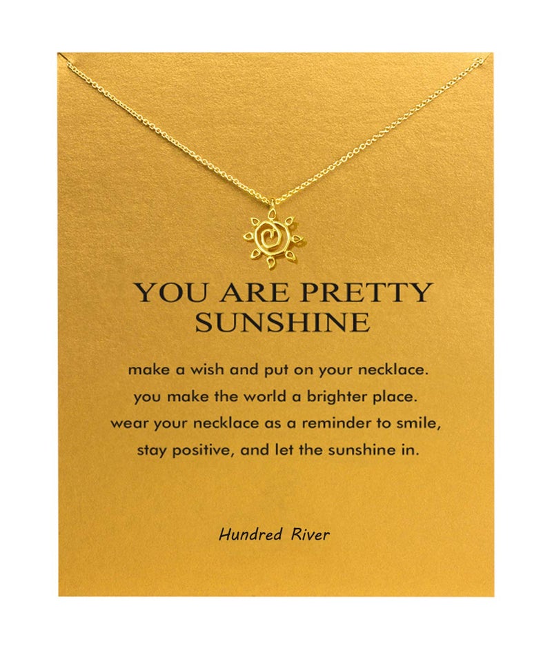 Baydurcan Sun Necklace with You Are Sunshine Message Card Gift (Abstract sun) - Image 1