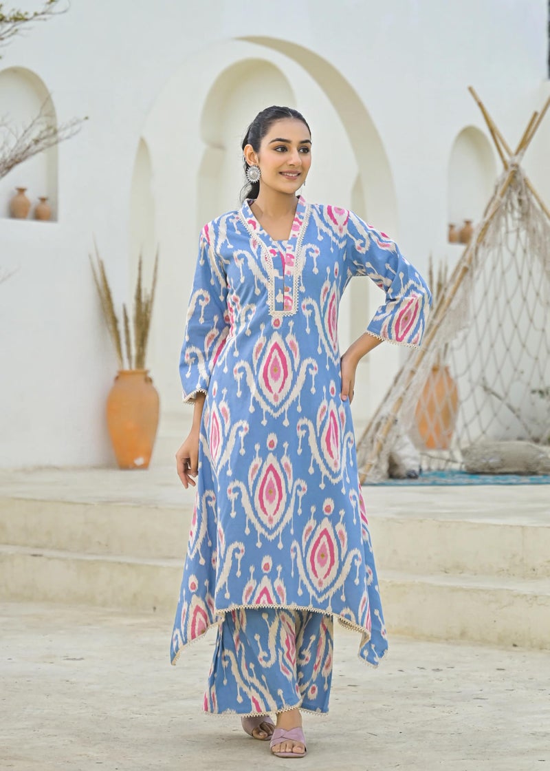 ANNI Designer Women's Rayon Viscose A-Line Printed Kurta with Pant (Geena Sky_S_Sky_Small) - Image 4