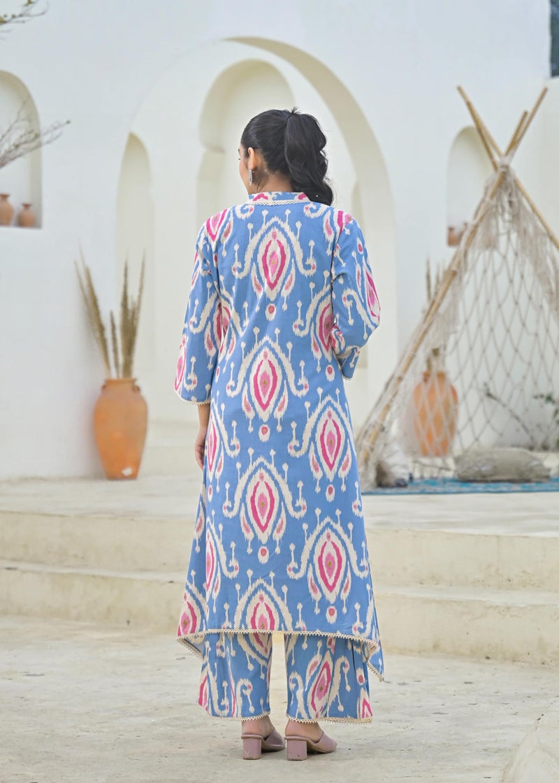 ANNI Designer Women's Rayon Viscose A-Line Printed Kurta with Pant (Geena Sky_S_Sky_Small) - Image 2
