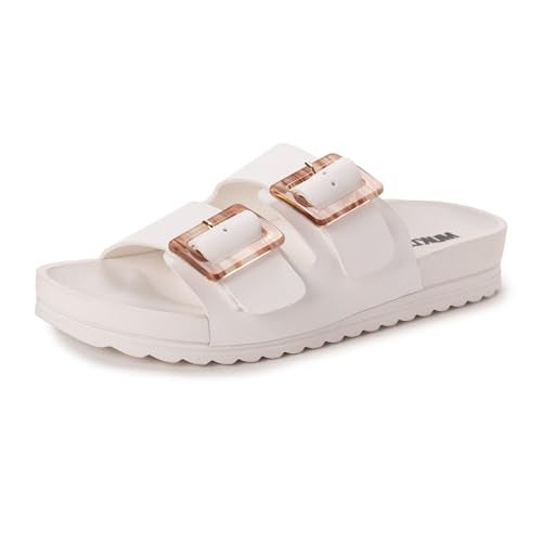 MUK LUKS Women's Grand Cayman Sandal, White, 8 - Image 1