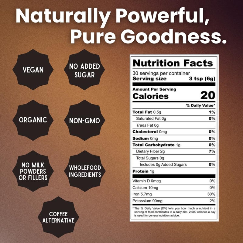 مزيج كاكاو ناتشرز هارفست كرايف - 5 مزيج شوكولاتة ساخنة سوبر فود مع مسحوق كاكاو عضوي خام، ماكا، قرفة حقيقية، خروب وفانيليا | مسحوق شوكولاتة داكنة | نباتي، خالي من الغلوتين، غير محلى | 30 حصة - Image 2