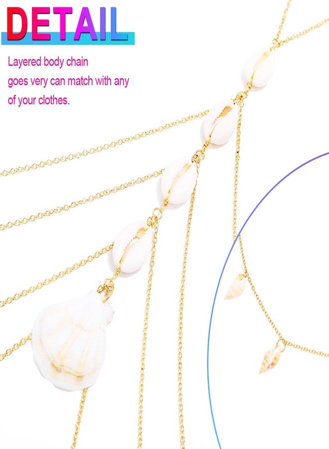 Nicute Gold Body Chain Seashell Tassel Layered Waist Chain Beach Fashion Bikini Body Jewelry for Women - Image 3