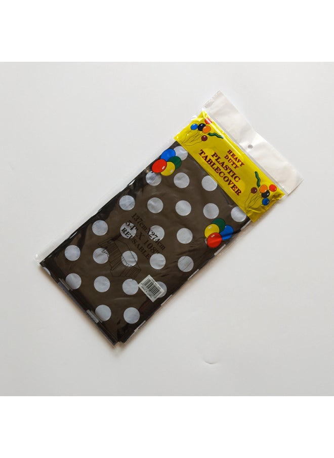 Generic Disposable Party Tablecloth PE Plastic Cloth Birthday Dessert Table Printing Dot Rectangular Tablecloth 137*274cm-Color:Black And White Dot-Specifications:137*274  - Image 1