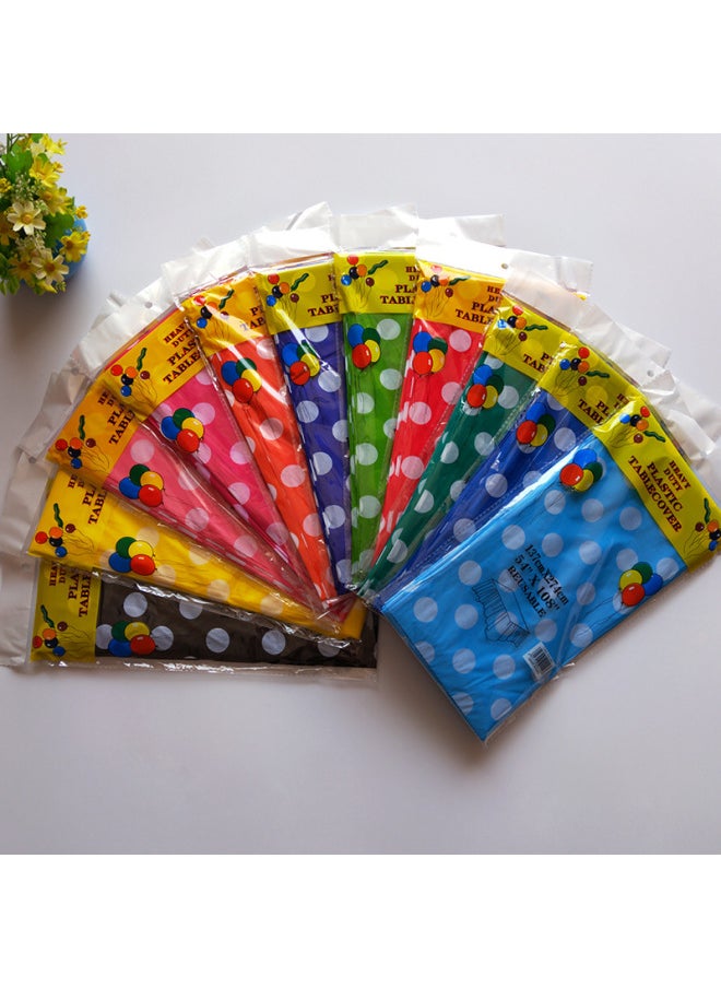 Generic Disposable Party Tablecloth PE Plastic Cloth Birthday Dessert Table Printing Dot Rectangular Tablecloth 137*274cm-Color:Black And White Dot-Specifications:137*274  - Image 2