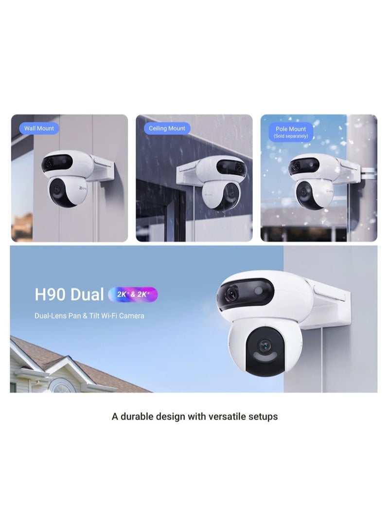 EZVIZ H90 Dual 4MP Ultra HD Smart Home Security Camera with Pan & Tilt, AI-Powered Detection, Color Night Vision, Two-Way Audio, and Weatherproof Design | CS-H90-R100-8H44WKFL - Image 2