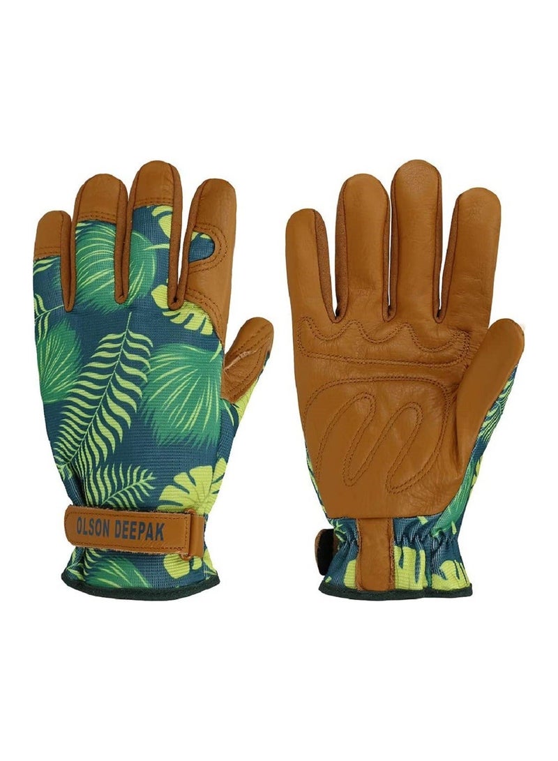 Y&D Gardening Gloves, Unisex Heavy Duty Leather Safety Work Waterproof Thorn Proof Breathable Working Gloves for Yard, Cleaning, Fishing, Camping, Brown  - Image 1