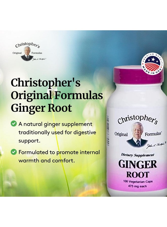 Christopher's Original Formulas Ginger Capsules, Natural Ginger Root Digestive Support, 100 Veg Caps - Image 4