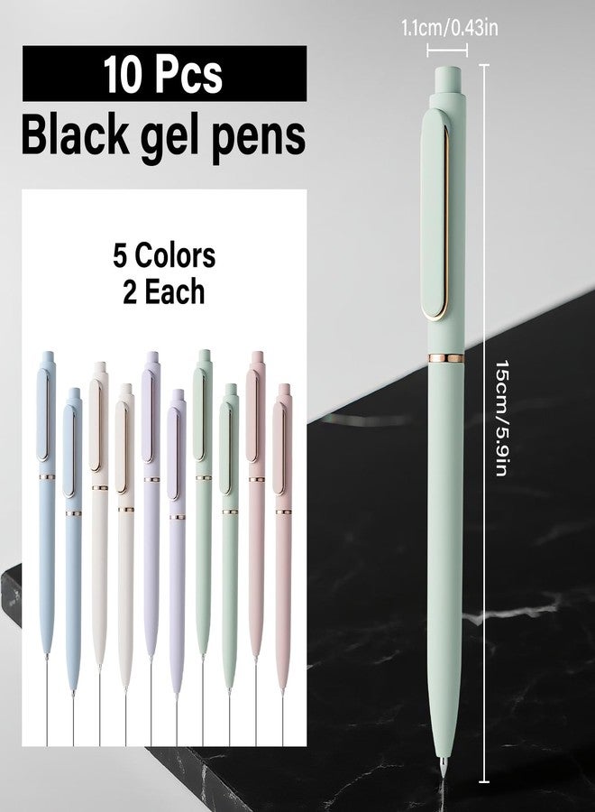 EUSOAR Gel Pens Black, 10 Pack Medium Point Pen 0.7mm Cute Pens for Women with Assorted Barrel Colors, Quick-drying Ink Gel Pen Set Leak-proof for Work Journaling School Note Taking Sketching - Image 2