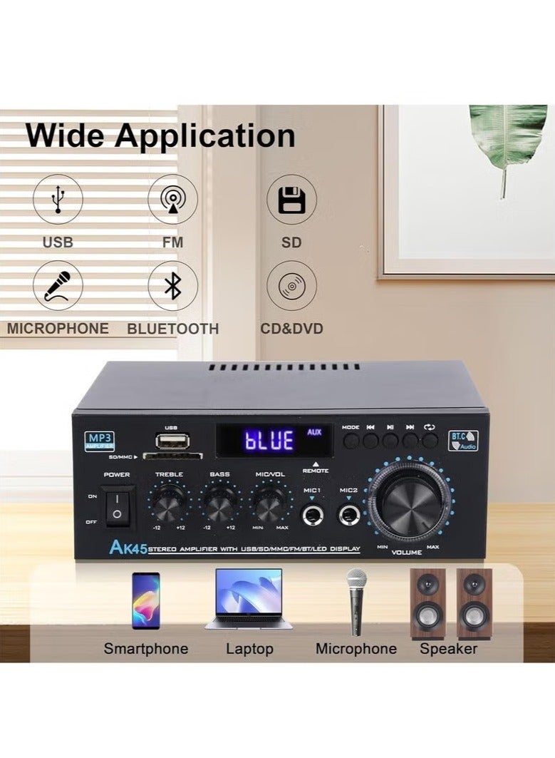 WALALLA Home Audio Amplifier Stereo Receiver,300Wx2 Dual Channel Speaker Amplifier with FM Radio with Remote Control ,Bluetooth 5.0 USB SD Card Input for Home Theater Audio Stereo System - Image 3