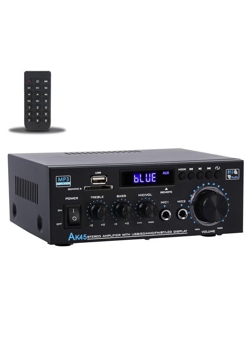 WALALLA Home Audio Amplifier Stereo Receiver,300Wx2 Dual Channel Speaker Amplifier with FM Radio with Remote Control ,Bluetooth 5.0 USB SD Card Input for Home Theater Audio Stereo System - Image 1