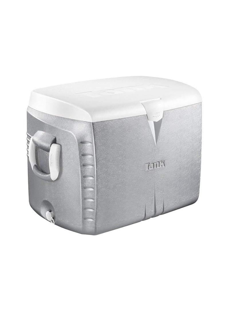 TANK 45L Tank Ice Box Cooler – Large Insulated Ice Chest for Camping, Fishing, Beach & Travel, Heavy-Duty & Leak-Proof, Keeps Ice for Hours, Silver – 1 Year Warranty - Image 2