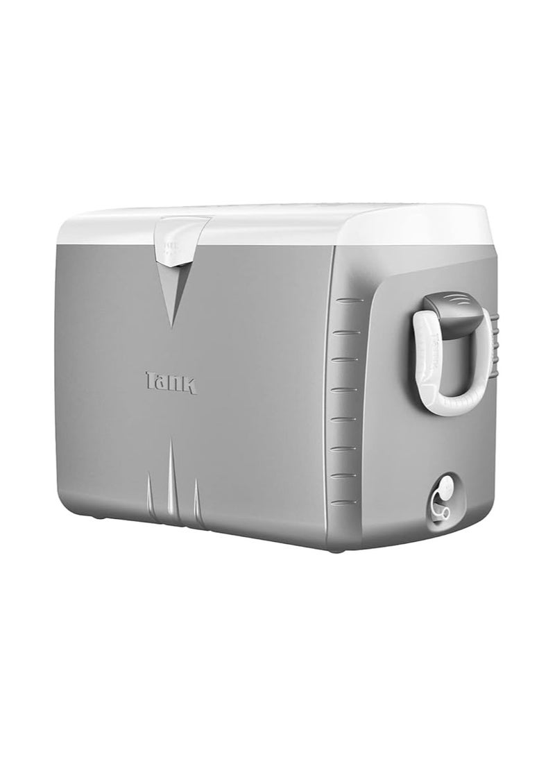 TANK 45L Tank Ice Box Cooler – Large Insulated Ice Chest for Camping, Fishing, Beach & Travel, Heavy-Duty & Leak-Proof, Keeps Ice for Hours, Silver – 1 Year Warranty - Image 4