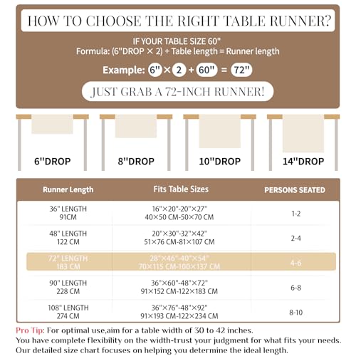 Bloss Boho Table Runner 72 Inches Long Farmhouse Rustic Tables Runner, Cream & Brown Cotton Table Runner, Woven Easter Summer Tables Runners for Kitchen Dining Table Decor,Coffee Table & Living Room - Image 2