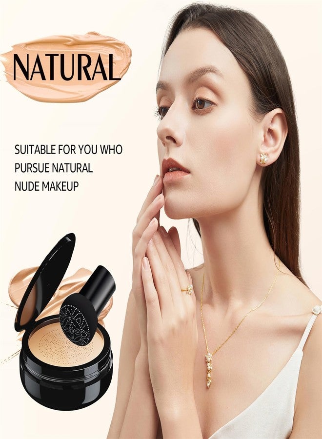 OETUIOW Mushroom Head Air Cushion CC Cream - BB Cream Foundation for Concealer Full Coverage Skin Moisturizing, Brighten Long - Lasting Even Color Correcting for All Skin Types (Natural) - Image 3