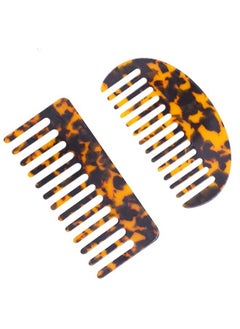 Large Wide Tooth Tortoise Shell Comb Hair Detangling Comb, 2 Pack French Hair Comb Wide Teeth Pocket Comb for Thick Curly Wavy Hair