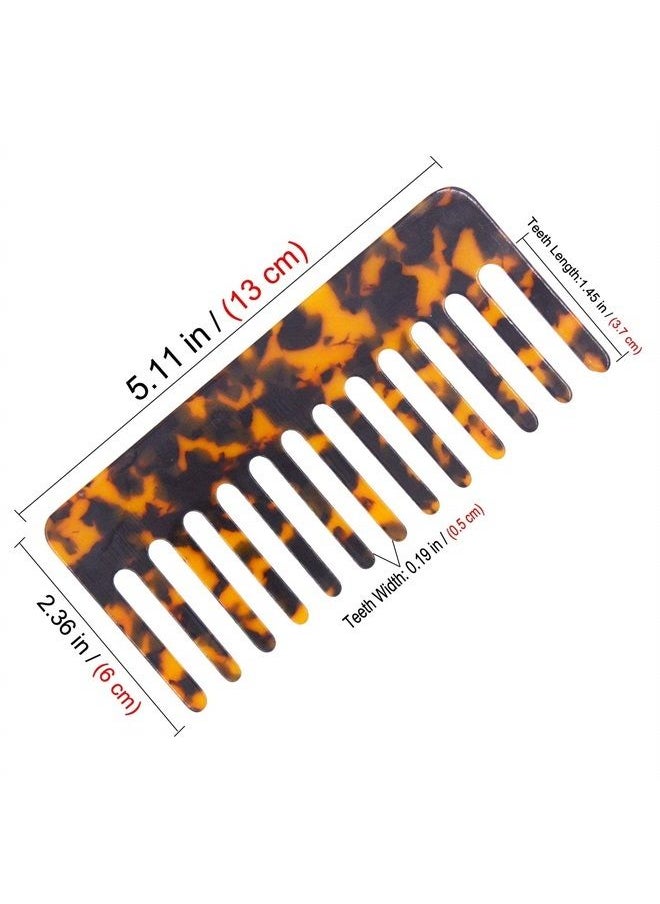 TIENAILING - Large Wide Tooth Tortoise Shell Comb Hair Detangling Comb, 2 Pack French Hair Comb Wide Teeth Pocket Comb for Thick Curly Wavy Hair - Image 1