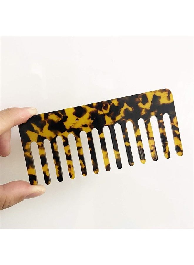 TIENAILING - Large Wide Tooth Tortoise Shell Comb Hair Detangling Comb, 2 Pack French Hair Comb Wide Teeth Pocket Comb for Thick Curly Wavy Hair - Image 1