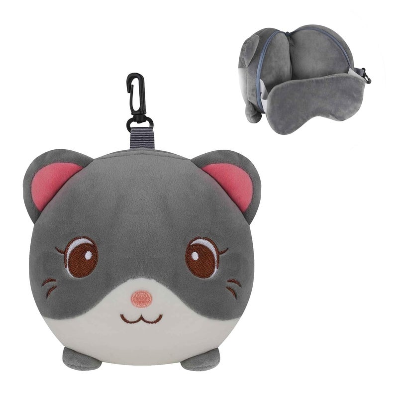 VEA Kids Cat Pillow with Eye Mask (Grey) - Image 1