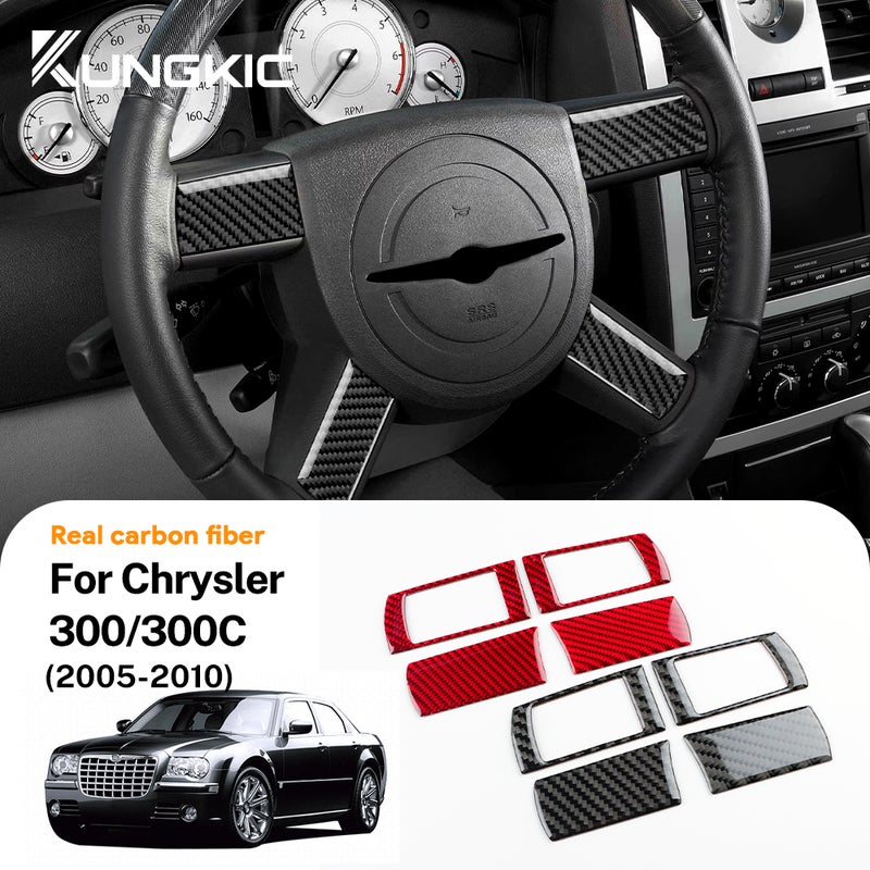 Real Soft Carbon Fiber Sticker For Chrysler 300 300C 2005 2006 2007 2008 2009 2010 Car Steering Wheel Button Interior Trim - Image 1
