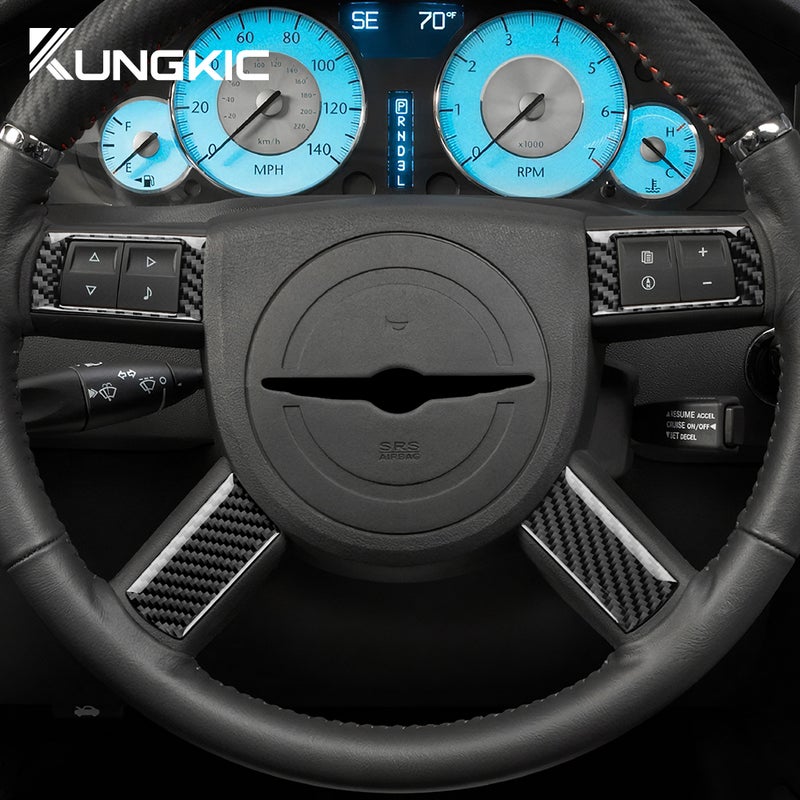 Real Soft Carbon Fiber Sticker For Chrysler 300 300C 2005 2006 2007 2008 2009 2010 Car Steering Wheel Button Interior Trim - Image 3