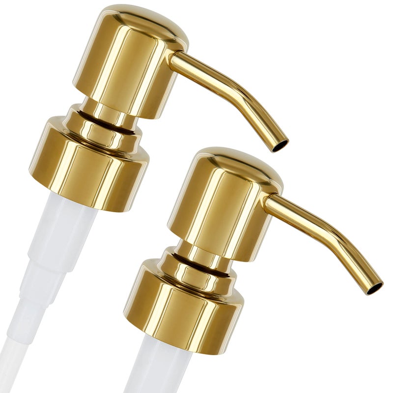 ALTGLAS Twin Pack  2X Stainless Steel Soap Pump Zagreb as Replacement for Liquid Hand Soap Dispensers Shiny Gold  Fits eg Jack Bottle