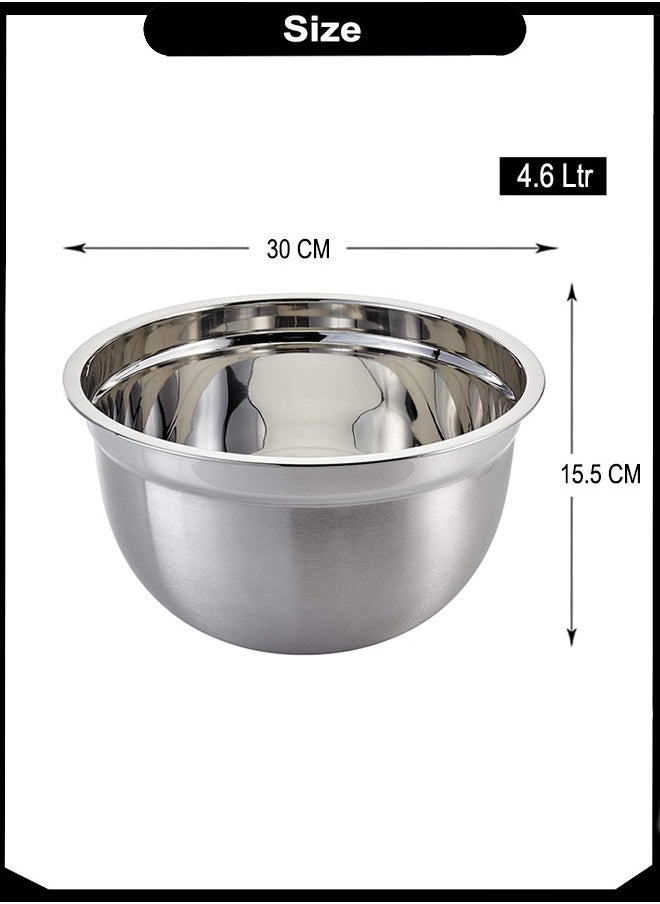 A TO Z 30 cm Stainless Steel Mixing Bowl – 4.6 Liter Capacity, 15.5 cm Deep – Mirror Finish, Deep Design, Ideal for Mixing, Dough Prep, Salad & Kitchen Use  - Image 5