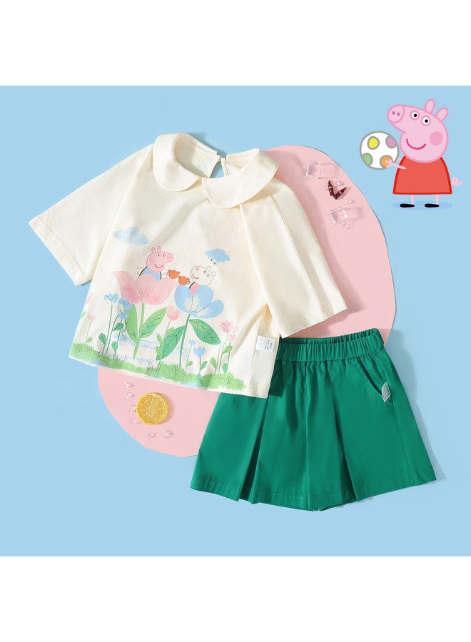 Peppa Pig 25 مجموعة كاجوال رقيقة للبنات صيفية برسوم كرتونية ملابس مريحة للأطفال الرضع - Image 2