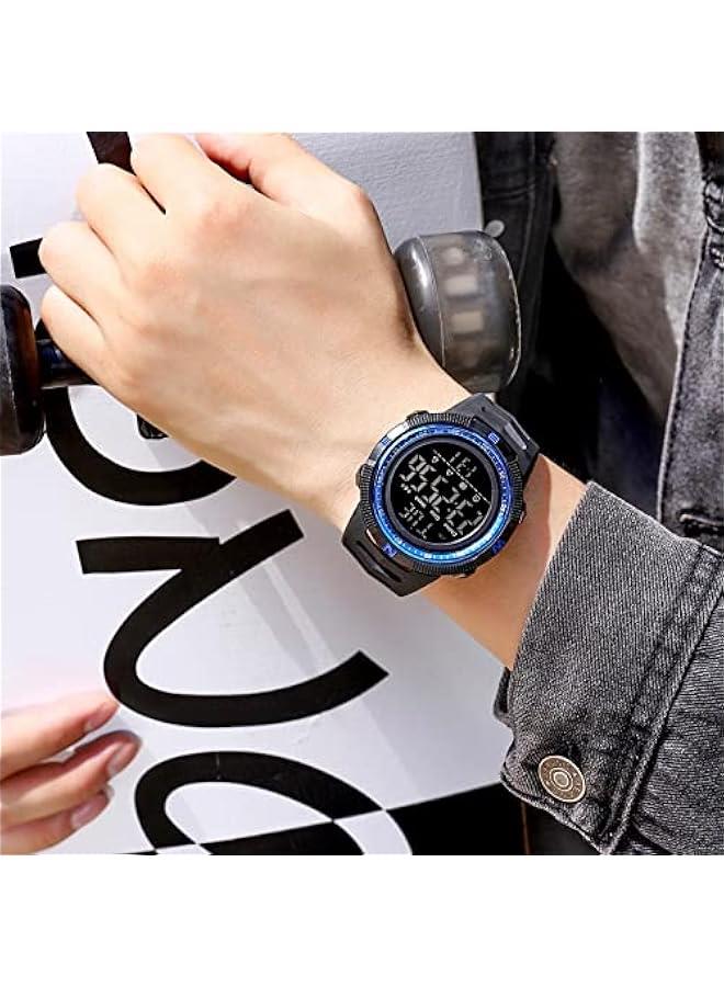 Mens Digital Sports Watch Dual Time Countdown Waterproof Stopwatch LED Screen Military Wrist Watches for Men - Image 5